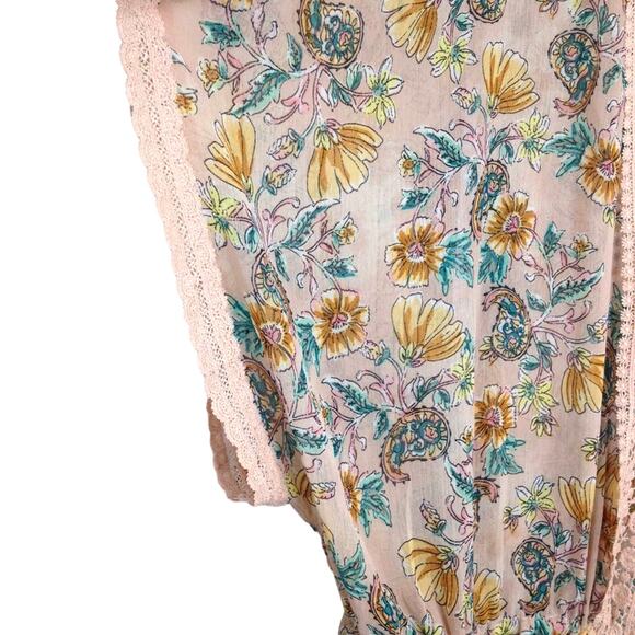 Love Fire Open Front Pink Duster Kimono Lace Tassel Boho Coverup - Picture 6 of 8